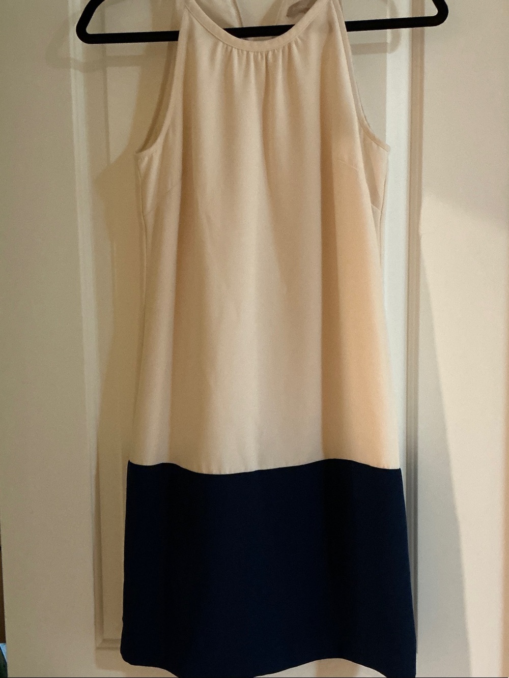 Banana Republic Cream and Navy Colorblock Midi Dress size 0